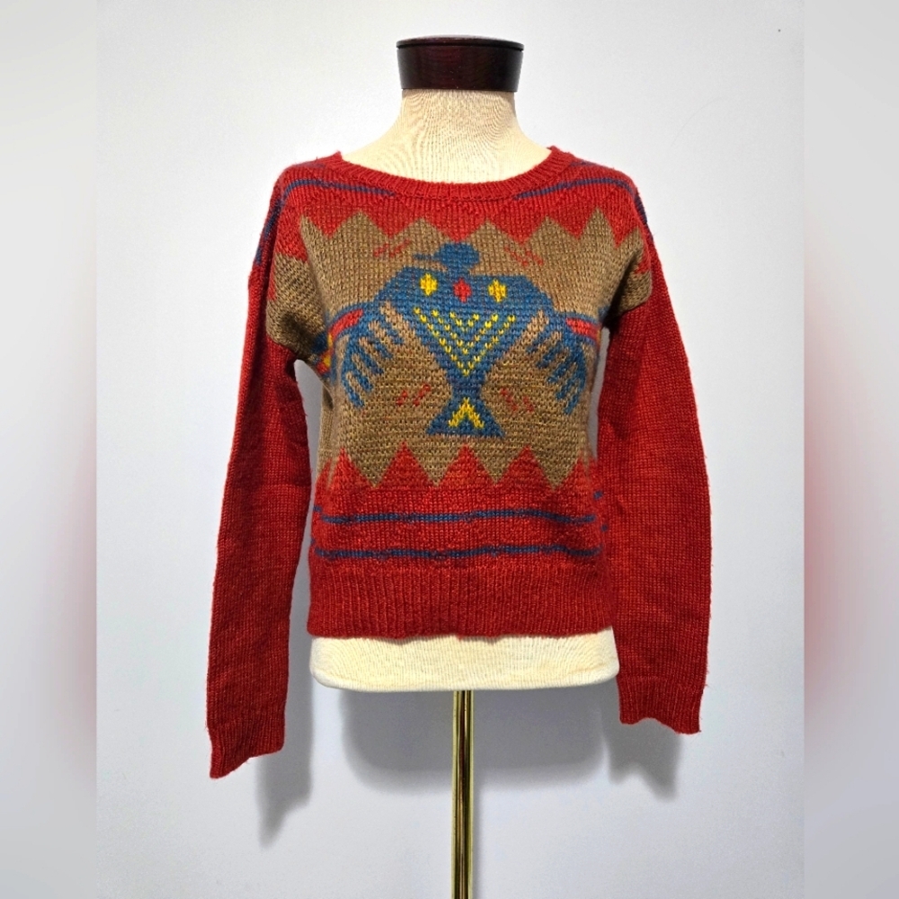 ECOTE Urban Outfitters Red and Brown Totem Aztec Sweater. Size XS